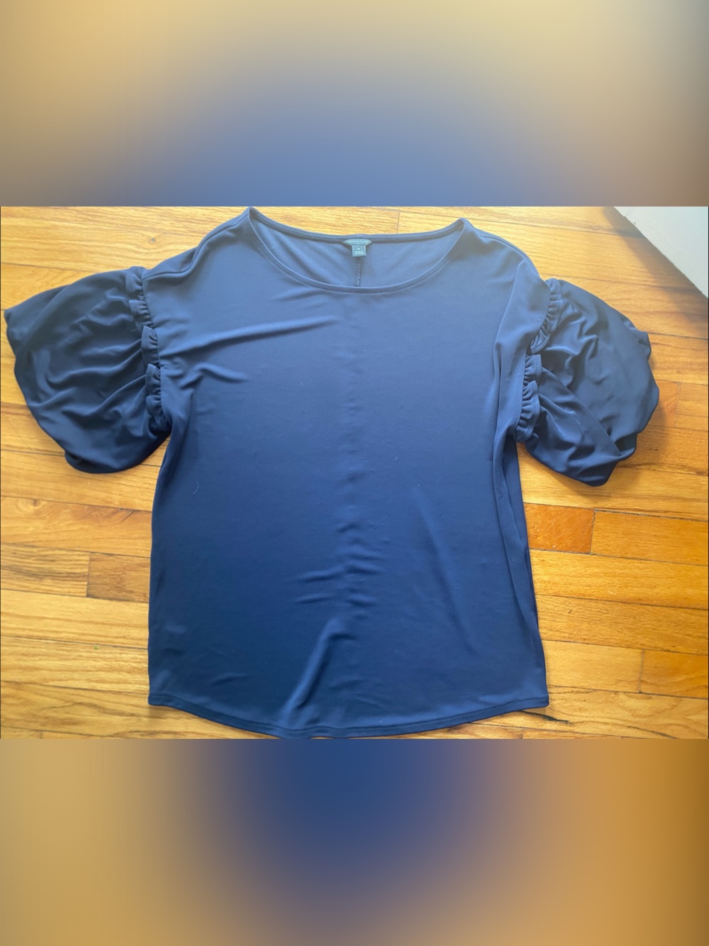 Ann Taylor Navy Puff Sleeve Blouse